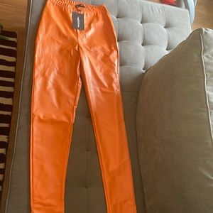 PRETTYLITTLETHING Shape Orange Split Hem Pants Size Us 6 Brand New with Tags
